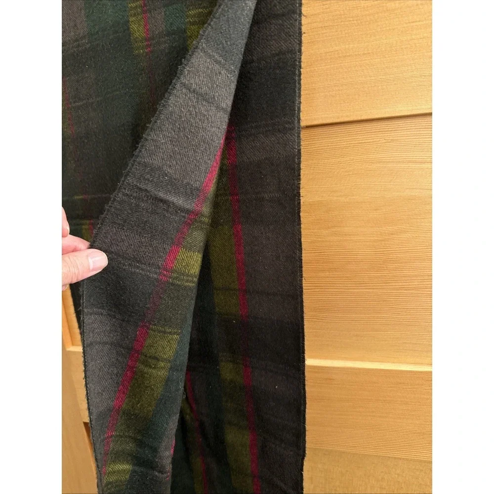 Dark Green Scarf Wool Green Pink Plaid 11